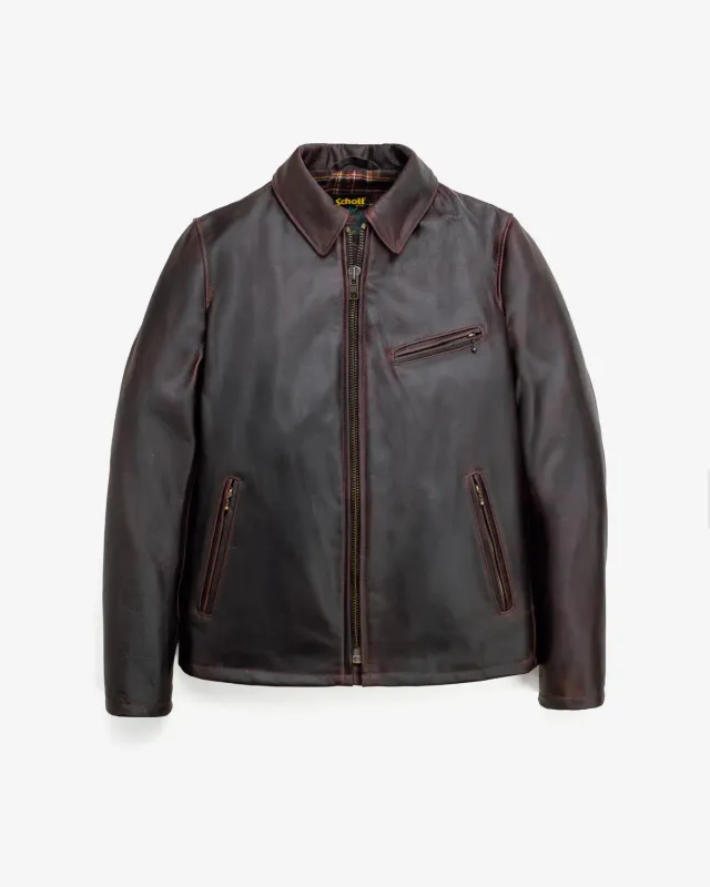Schott NYC 557 skinnjakke brandy – burgunder cafe racer