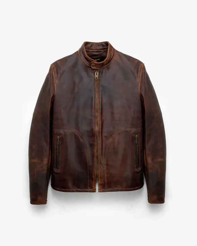Schott NYC 581 cafe racer jakke brun nubuk