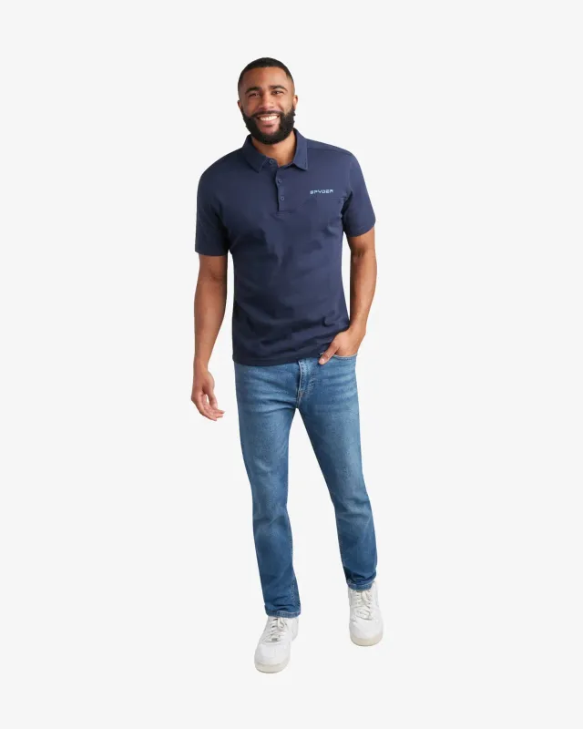 Spyder Interlock polo herre navy bomull stretch