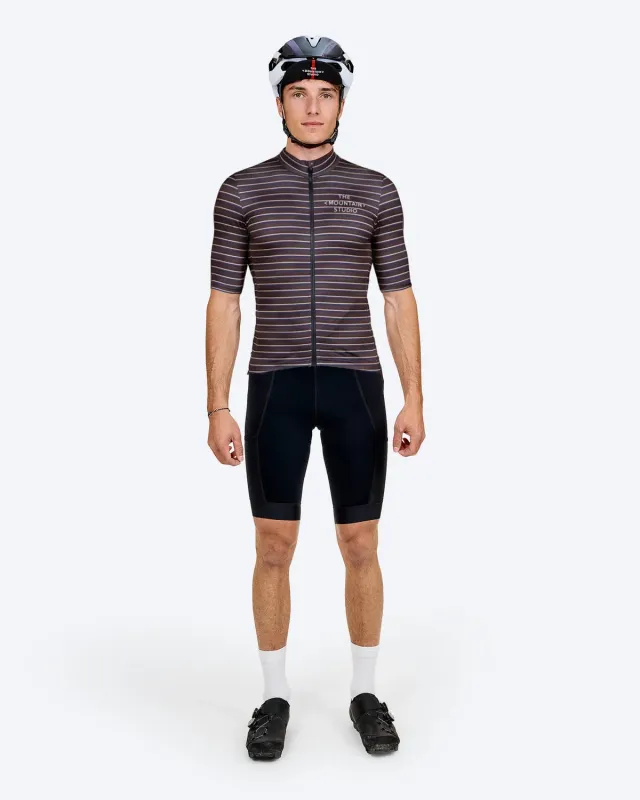The Mountain Studio T-17 Gravel Stripe sykkeltrøye Peat stretch