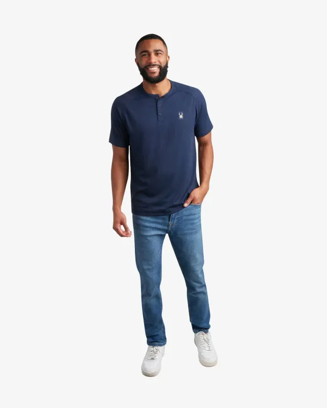 Spyder Short Sleeve Henley t-skjorte herre navy UPF30