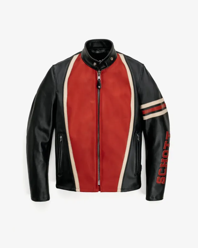 Schott NYC 6RAC1 racerjakke svart rød stripe