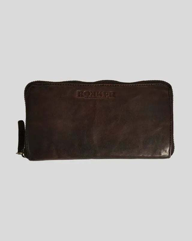 Rokker Lady Wallet Big lommebok mørk brun skinn