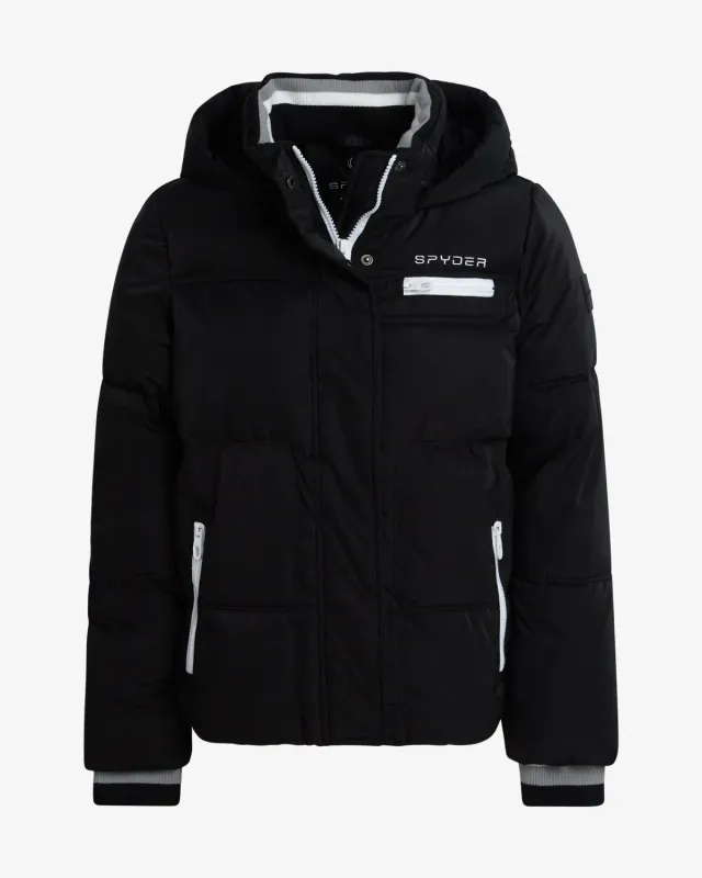 Spyder Puffer boblejakke svart jente avtakbar hette