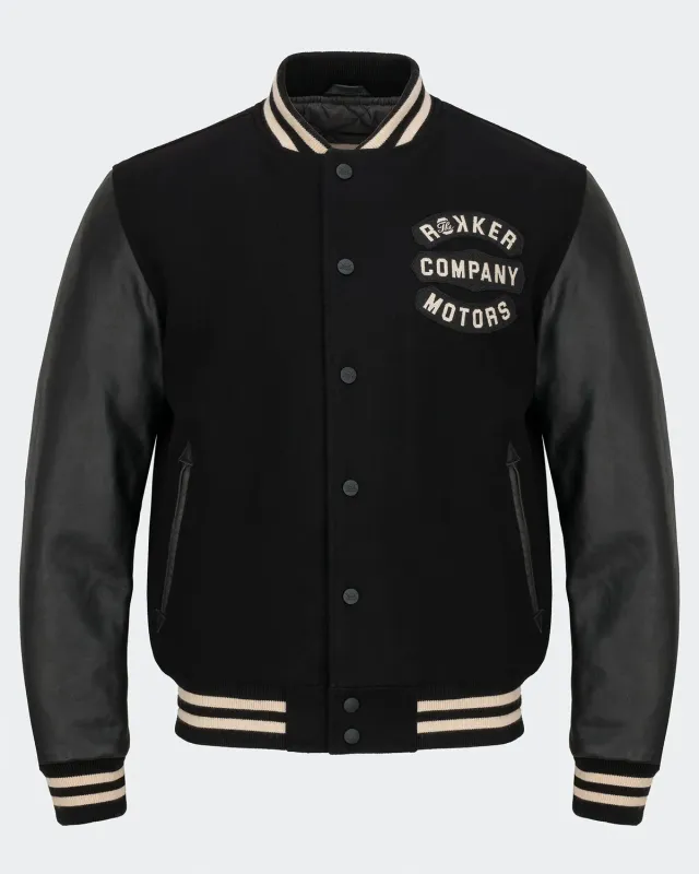 Rokker College Jacket motorsykkeljakke svart/hvit ull