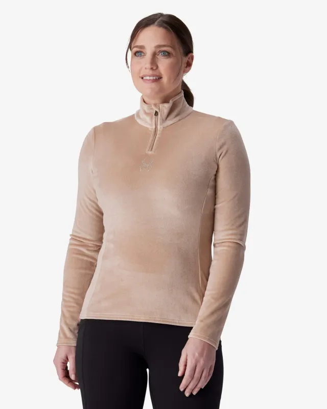 Spyder Shimmer Bug half-zip tan velour tettsittende
