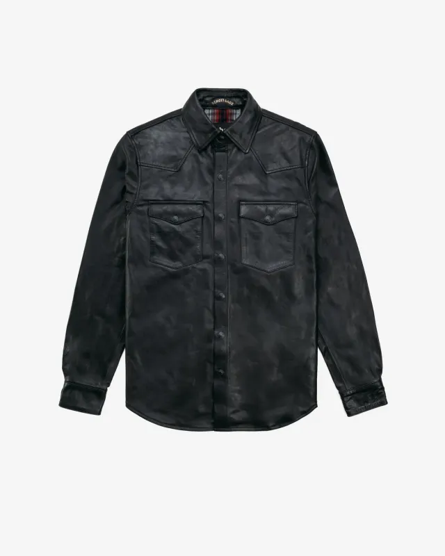 Schott NYC 5601SH skinnskjorte svart cowhide
