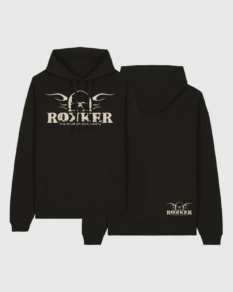 Rokker Logo Hoodie hettegenser svart bomull