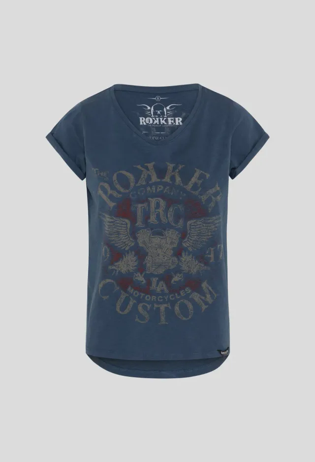 Rokker Custom Lady T-skjorte Blue dame bomull