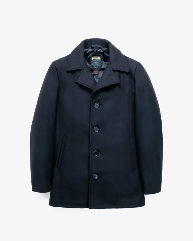 Schott NYC 709 ullkåpe navy ullblanding