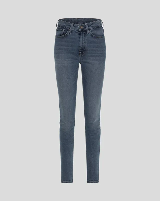 Rokkertech High Waist AA motorsykkeljeans blå stretch dame