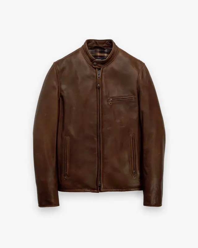 Schott NYC 530 skinnjakke brun café racer ku