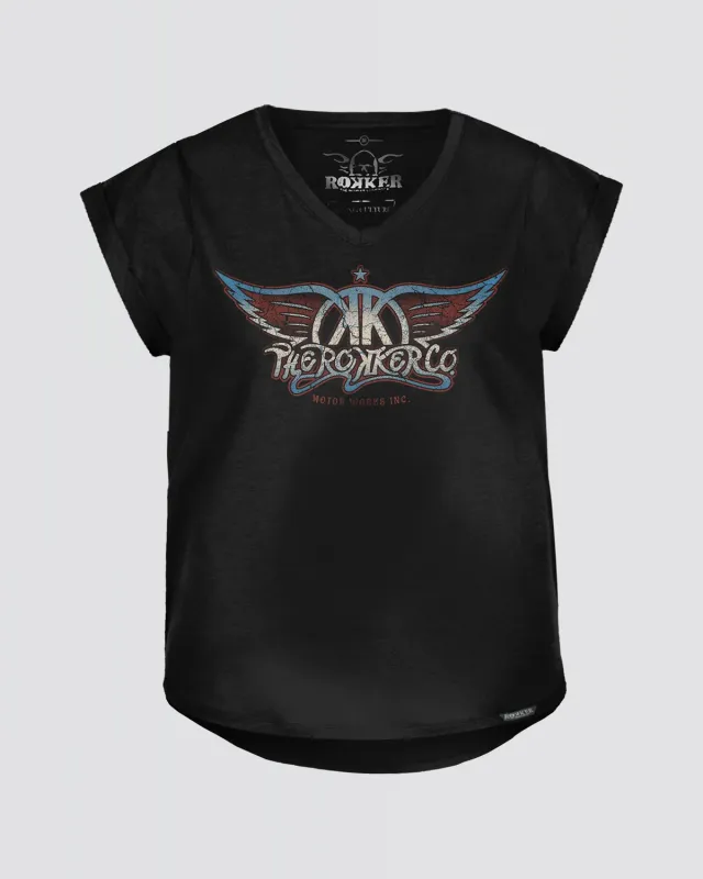 Rokker Smith T-skjorte dame svart jersey 180g