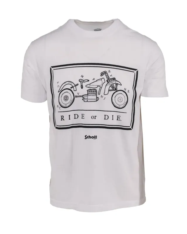 Schott NYC TRDIE t-skjorte hvit M mellomvekt