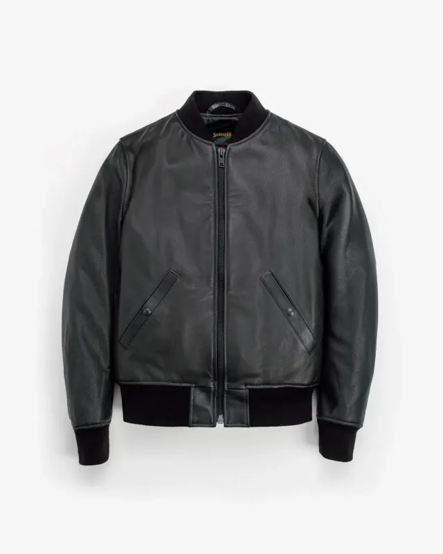 Schott NYC 237 skinnjakke svart MA-1 vokset kuskinn