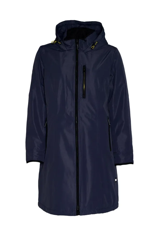 Windfield Holly regnfrakk navy pustende lang