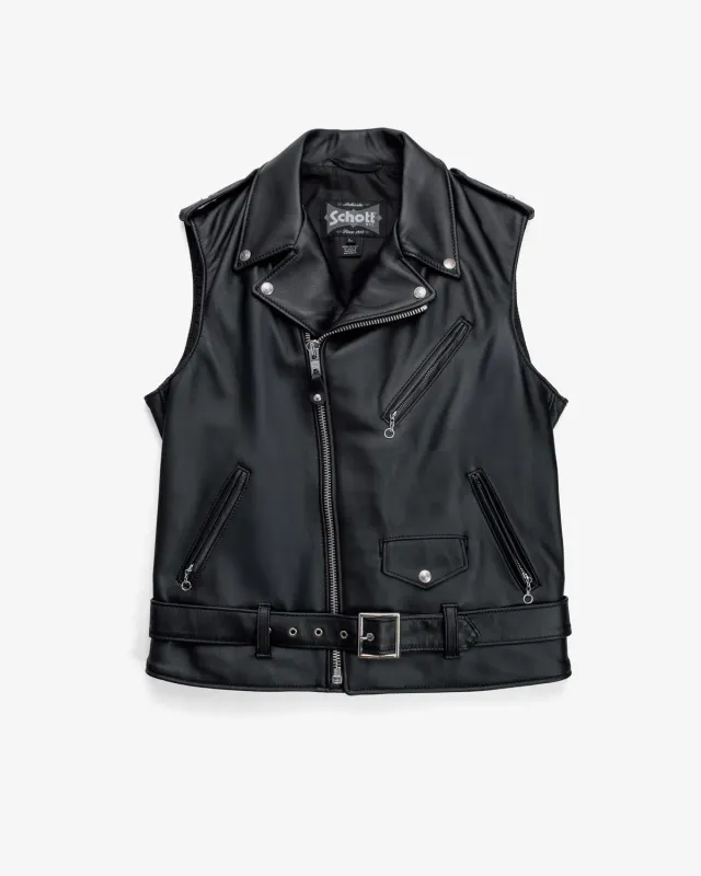 Schott NYC 213V motorsykkelvest skinn svart