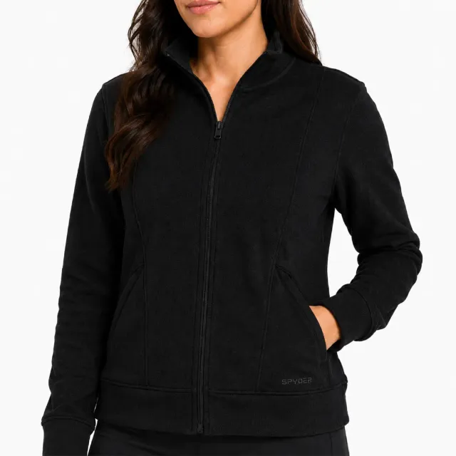 Spyder Corduroy mock neck zip-up dame svart kordfløyel