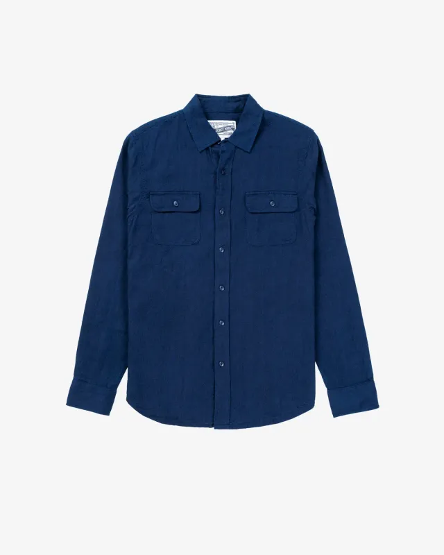 Schott NYC SH2308 indigoskjorte basketweave
