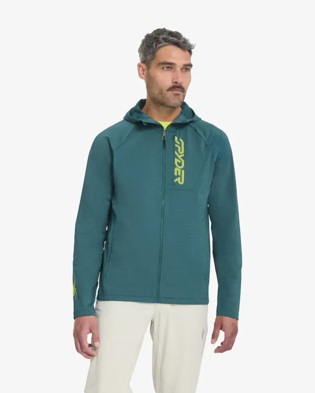 Spyder GridWeb fleece hoodie herre Petrol isolerende