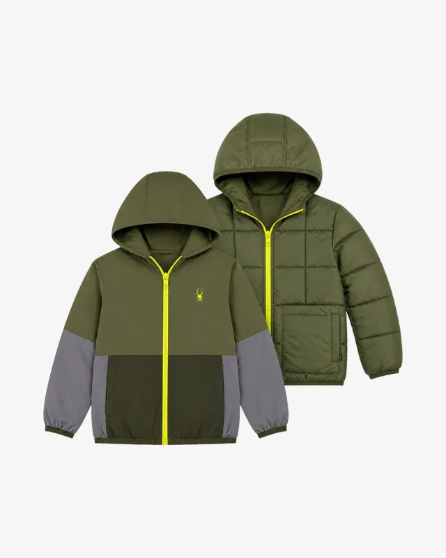 Spyder Reversible Puffer Gutt Vendbar Vanntett