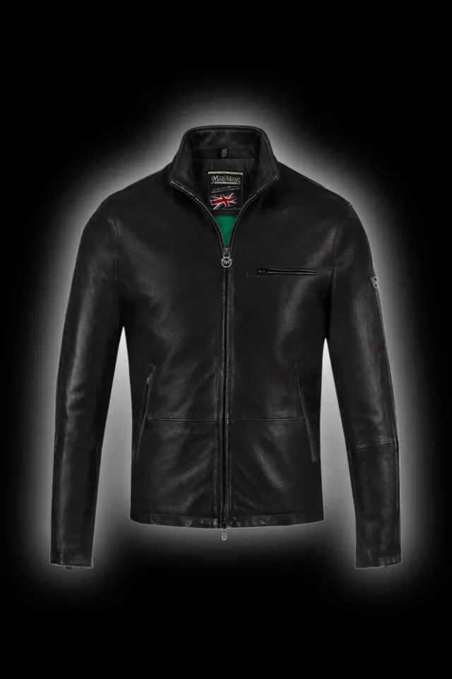 Matchless Brighton Blouson skinnjakke svart grønn elastisk