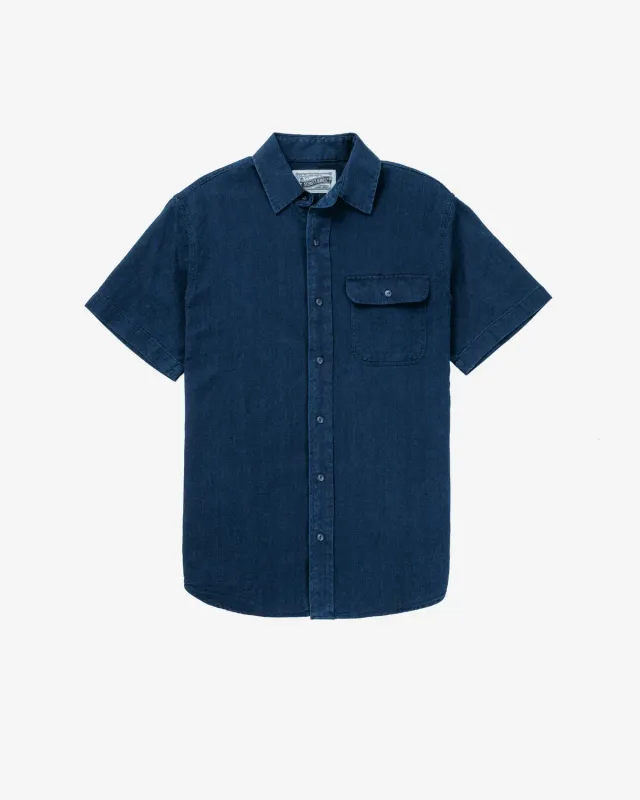 Schott NYC SS2308 arbeidsskjorte basketweave indigo