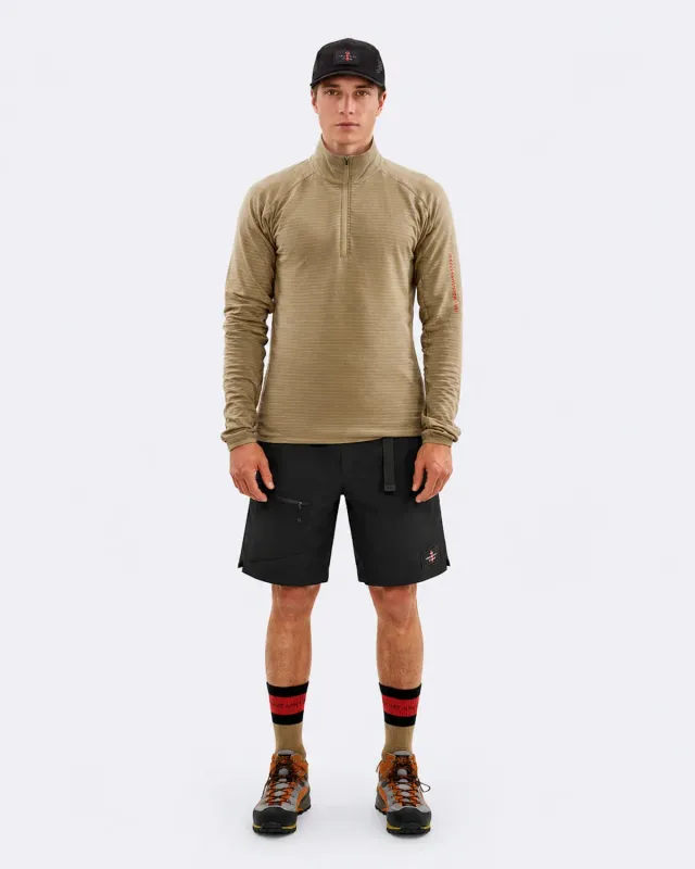 The Mountain Studio M-6 Light Tech Fleece Half Zip genser Brindle lett