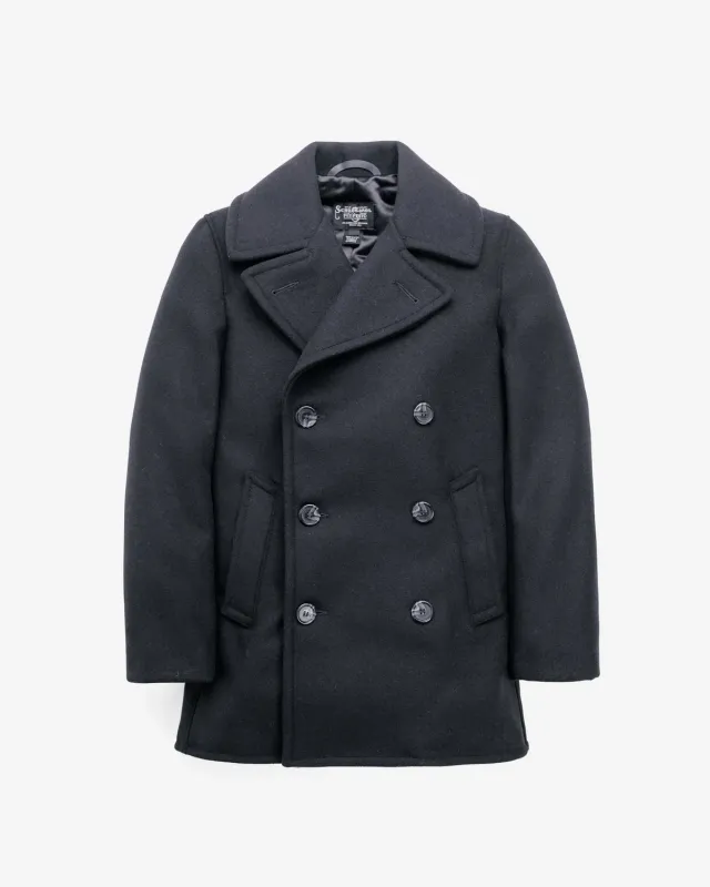 Schott NYC 764 peacoat ullkåpe svart 28oz