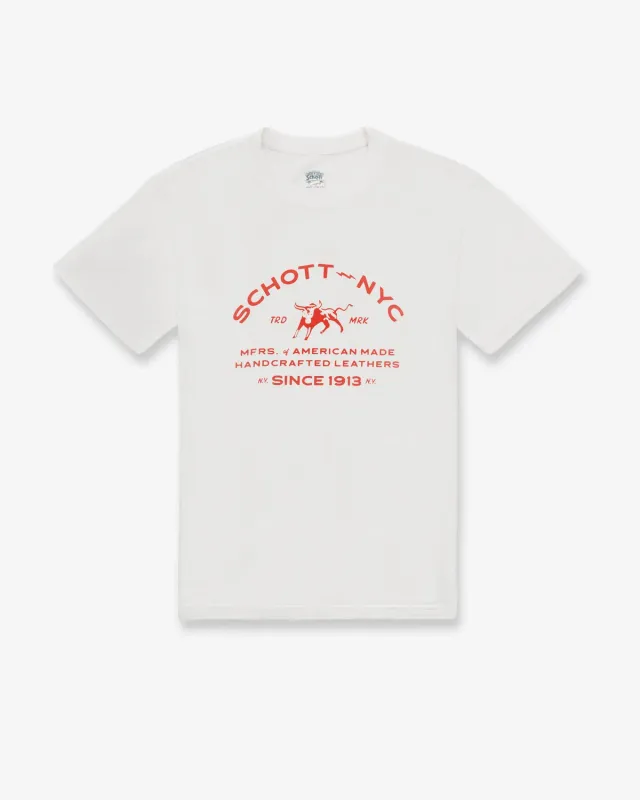 Schott NYC TMRK1 t-skjorte off white grafisk