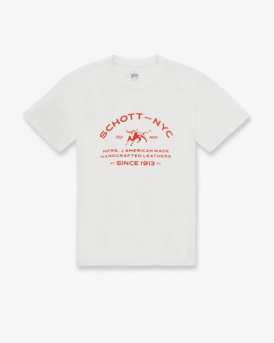 Schott NYC TMRK1 t-skjorte off white grafisk