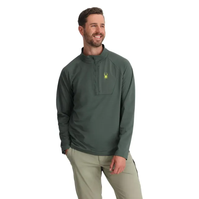 Spyder GridWeb half-zip fleece mørkegrønn varm